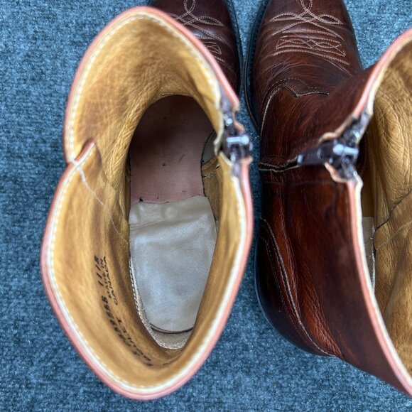 Boulet Ranch Hand Western Boots Men's Size 10 Brown Leather Zip Dress Cowboy - Picture 10 of 14